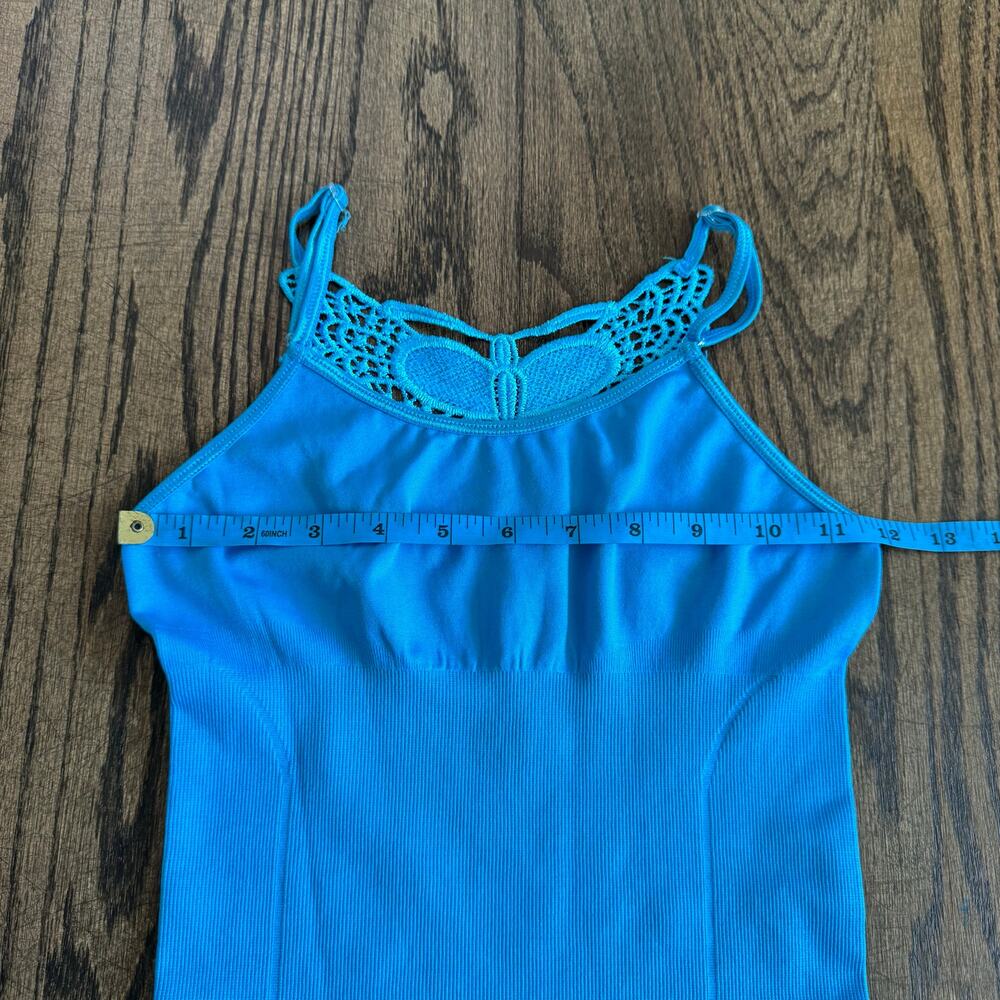 Y2K Bebe Lace Butterfly Blue Ribbed Racerback Cami Tank Top Size XS Extra Small - Picture 6 of 7